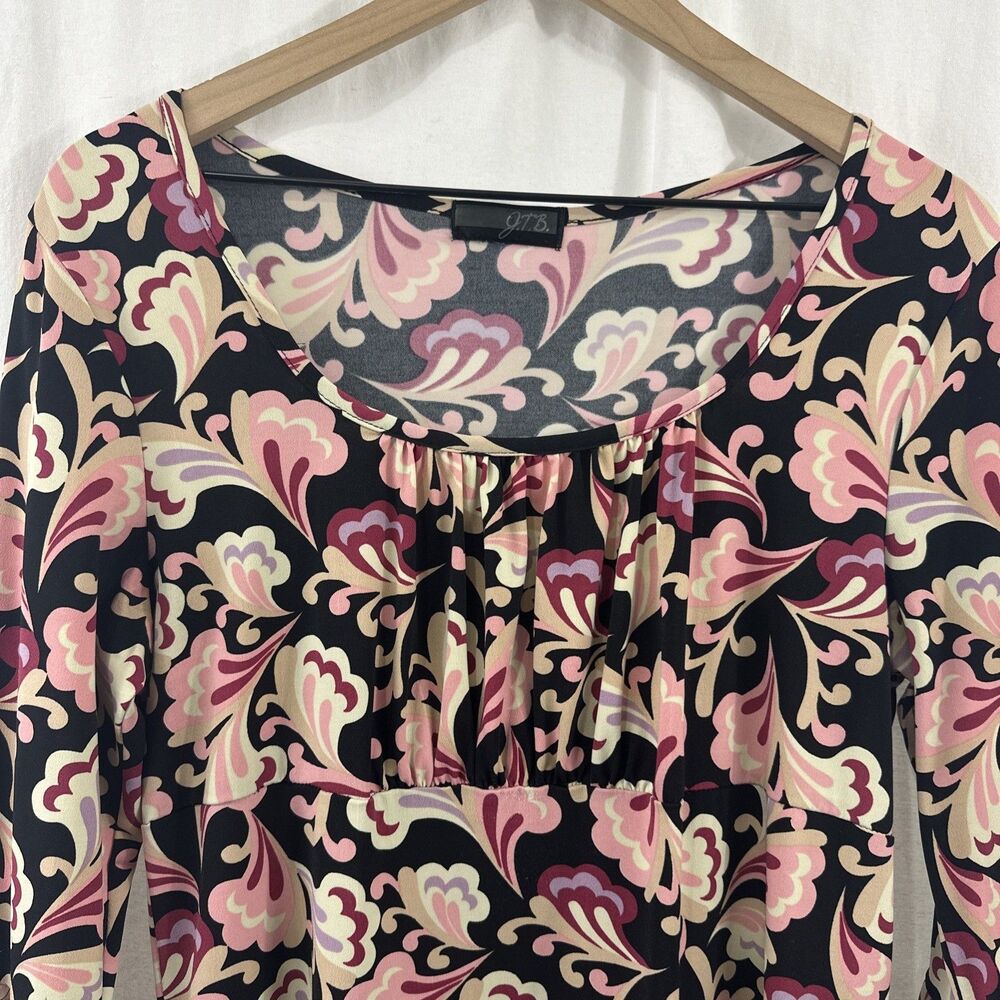JTB Vintage Babydoll Milkmaid Bell Sleeve Pink Floral Top Womens M? Romantic - Picture 4 of 6